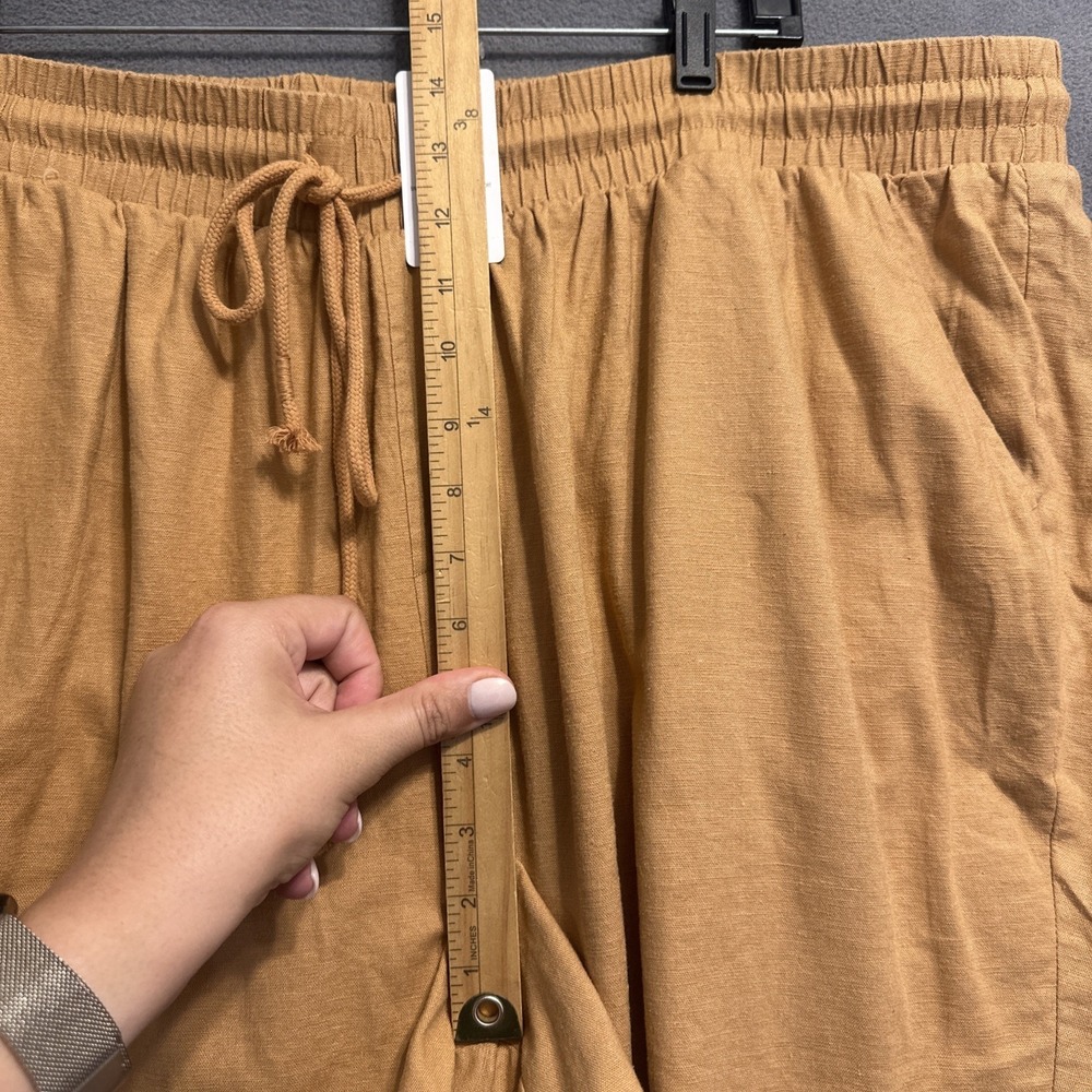 NWT Torrid Pull On Stretch Linen Shorts Mid Rise Drawstring Size 3X Biscuit 4" - Picture 8 of 9